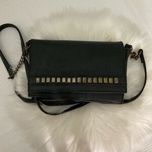 Gold and Black Crossbody Bag with Metallic Studs